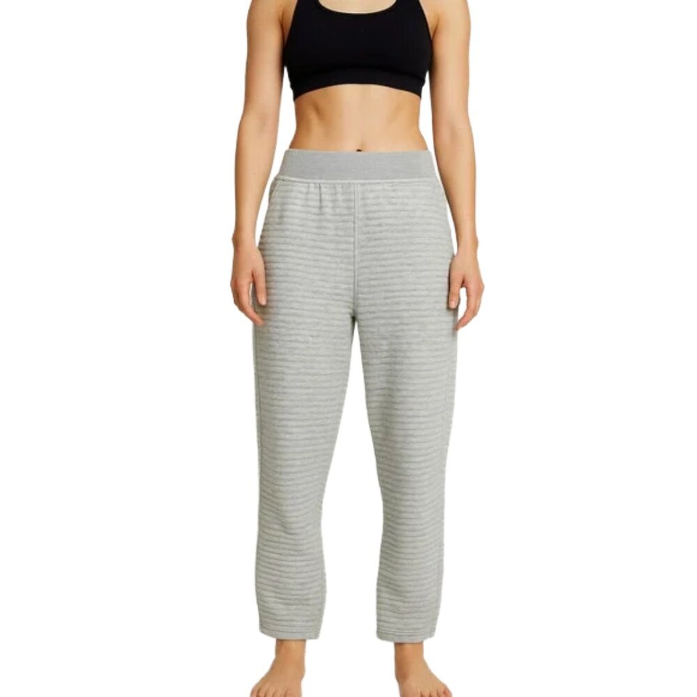 Athleta‎ Dark Gray Ribbed Ottoman Cropped Sweatpants Tall Lounge Cozy Relaxed